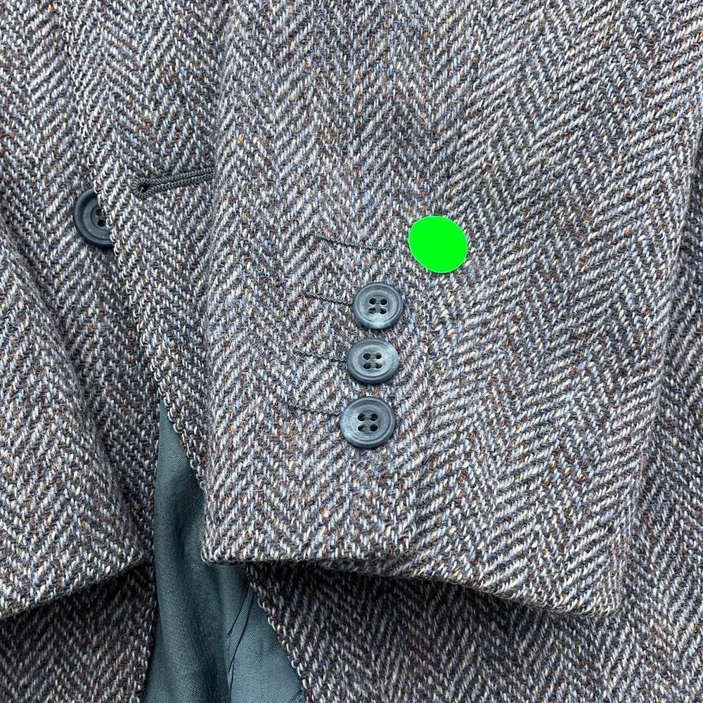 Nino Cerruti Paris Blazer Men 40R Gray Blue Brown Wool Tweed Classic VTG Flaws